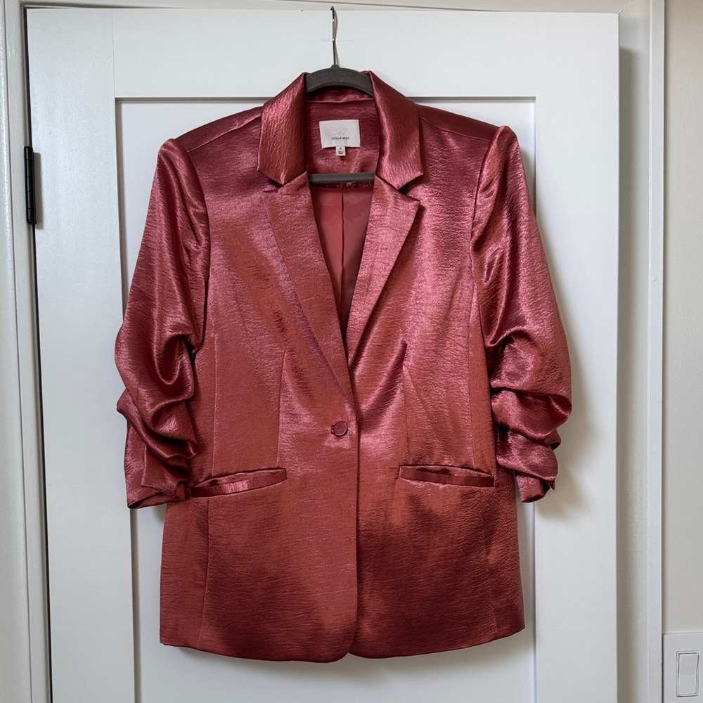 cinq a’ sept Shiny Copper/Rust Color Single Button Blazer